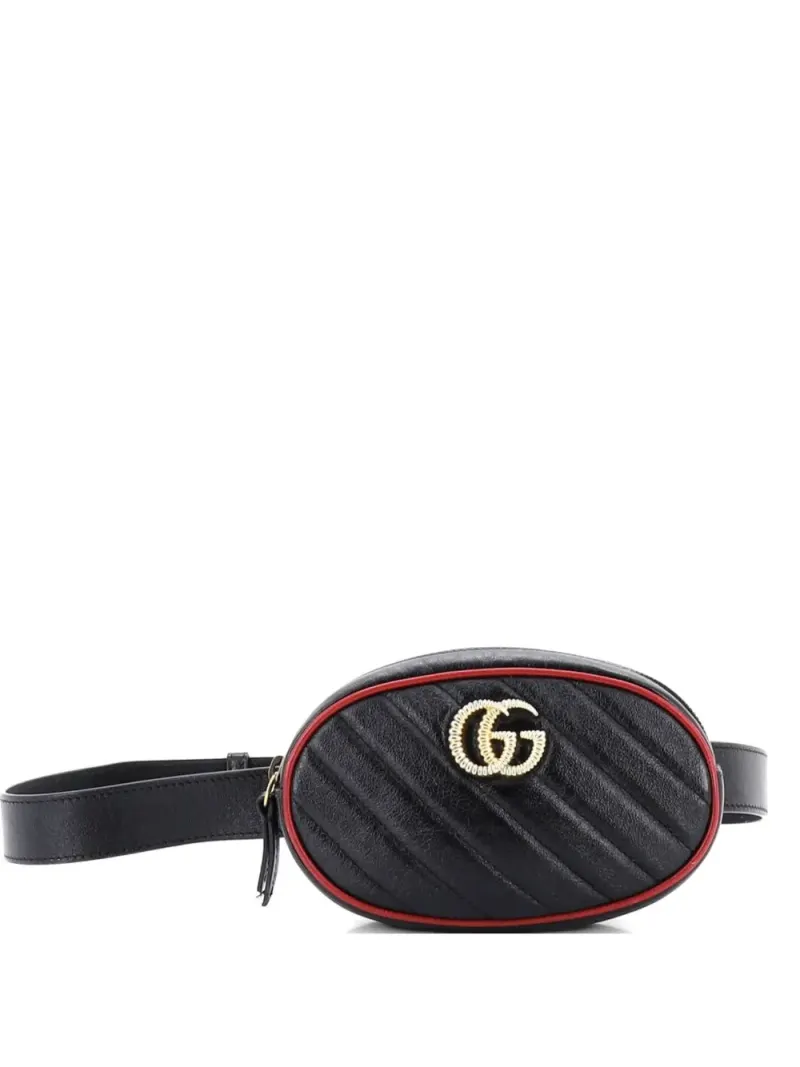Gucci Gesteppte GG Marmont in Schwarz – Pre-owned Taschen