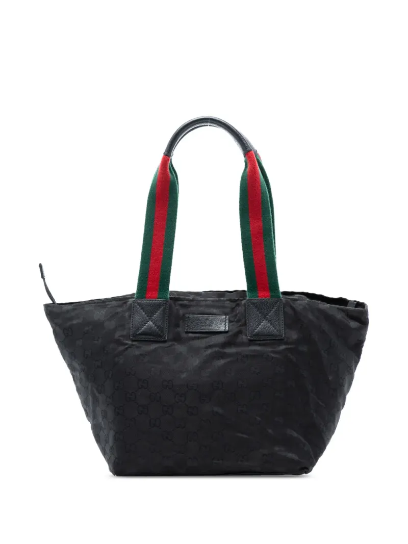 Gucci 2000-2015 pre-owned GG Canvas Web Handtasche in Schwarz Gg-Canvas-Leder