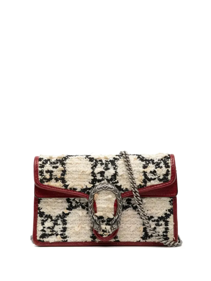 Gucci GG Dionysus in Weiß Tweed-Leder – Pre-owned Taschen