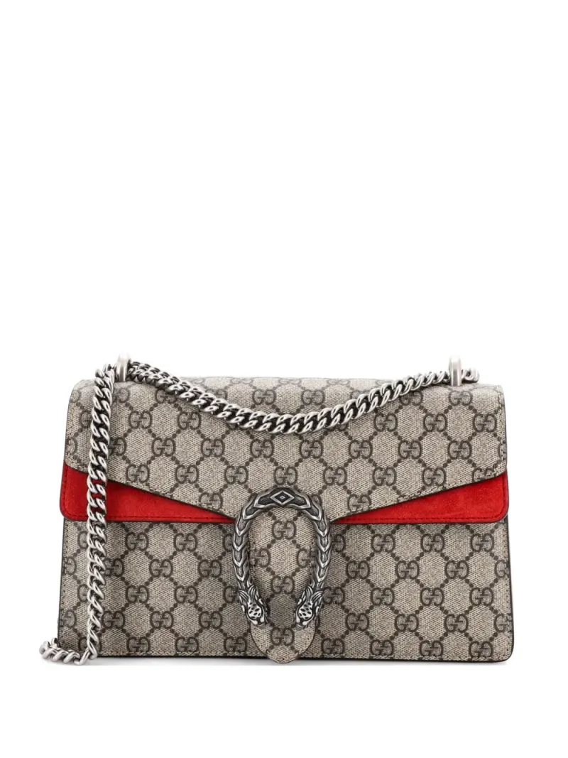 Gucci Kleine GG Dionysus Schultertasche aus beschichtetem Canvas in Rot