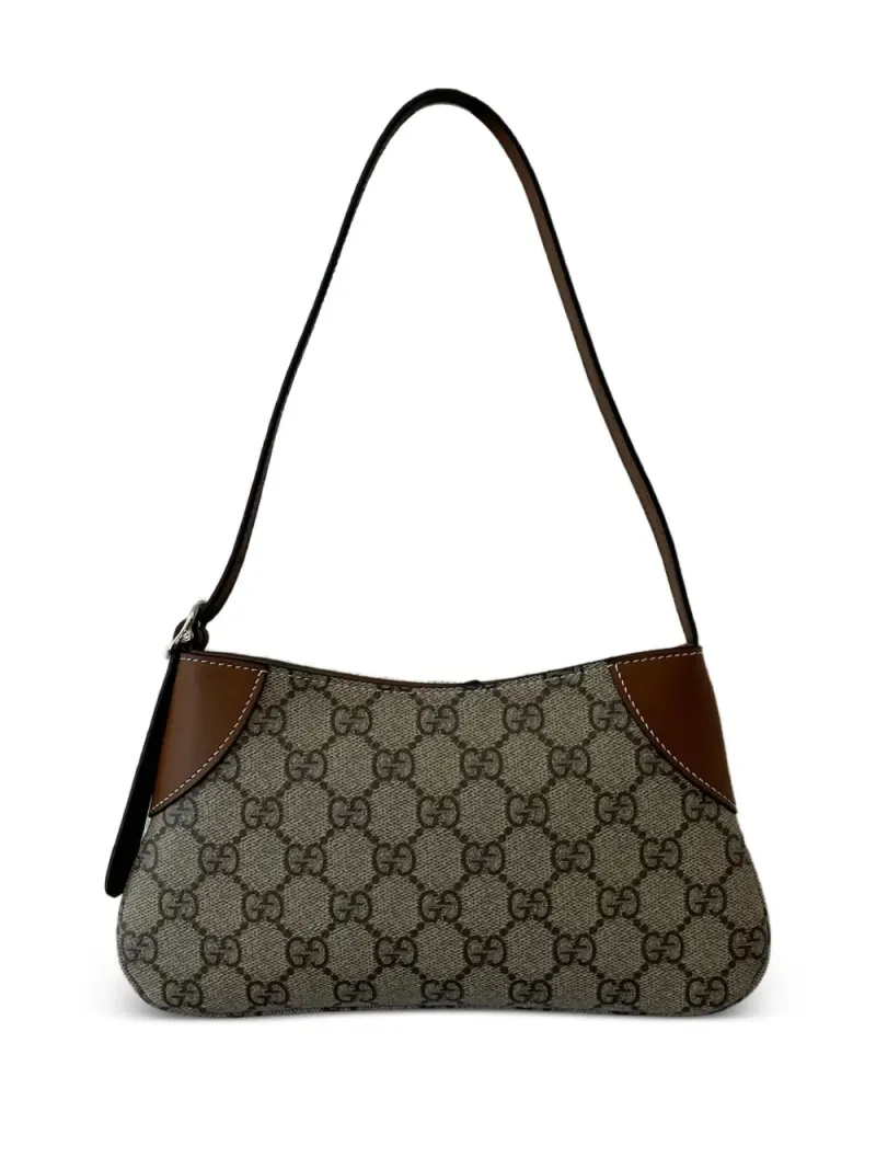 Gucci GG Emblem in Braun Monogram-Leder – Schultertaschen