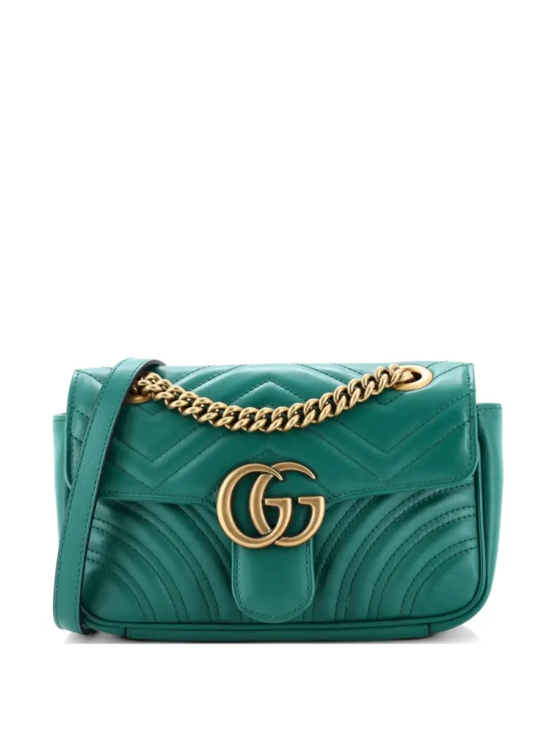 Gucci Mini GG Marmont Umhängetasche mit Klappe Mini in Grün