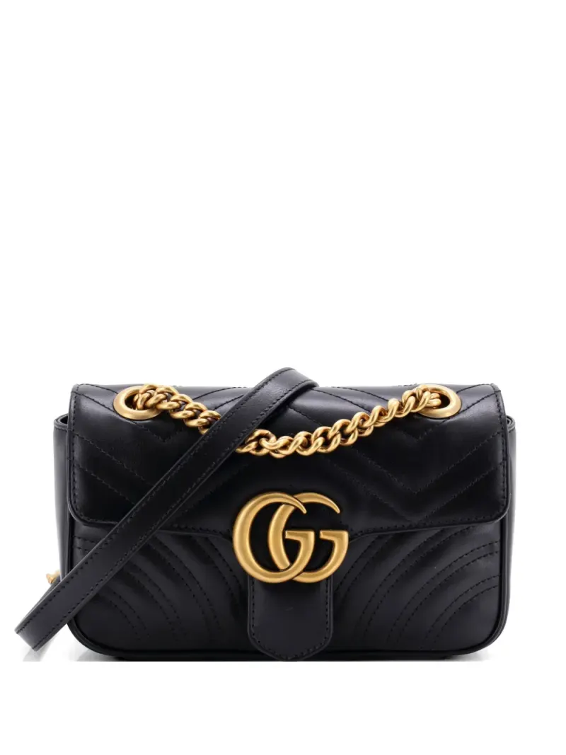 Gucci Mini GG Marmont Umhängetasche mit Klappe Mini in Schwarz