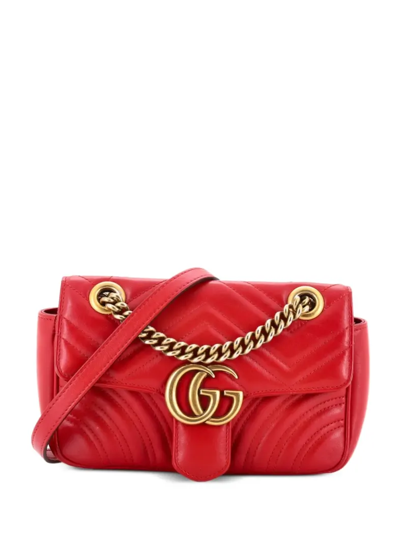 Gucci Mini GG Marmont Umhängetasche mit Klappe Mini in Rot