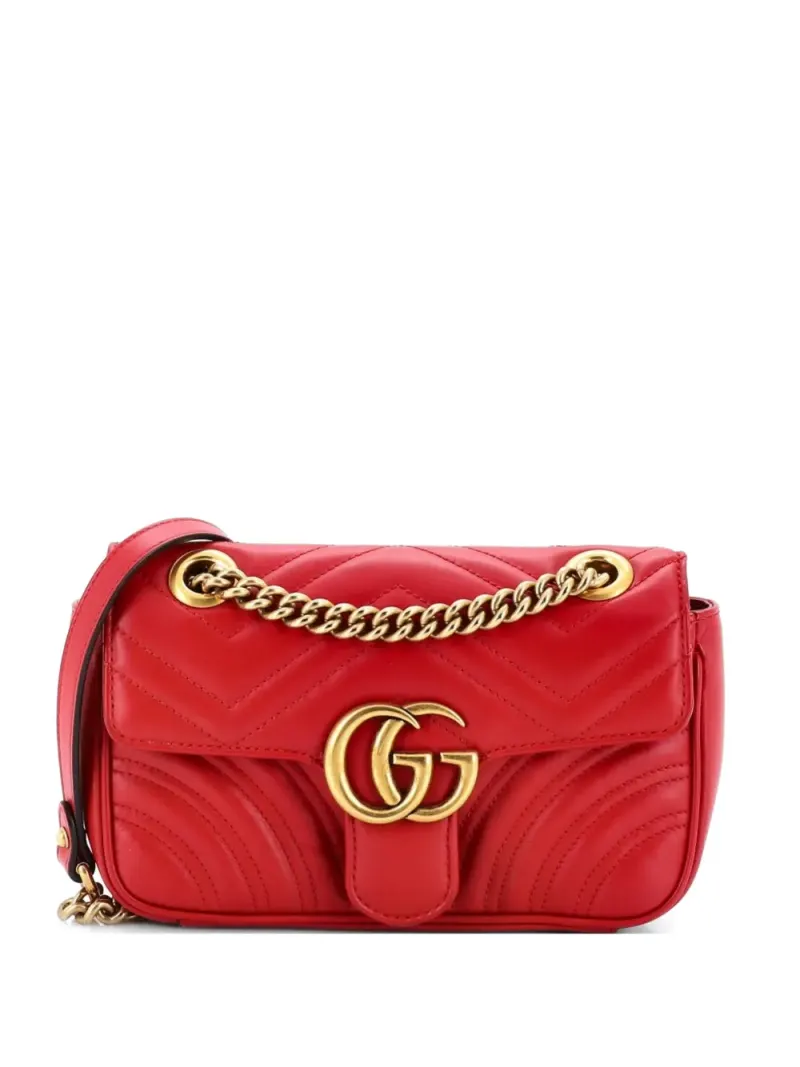 Gucci Mini GG Marmont Umhängetasche mit Klappe Mini in Rot