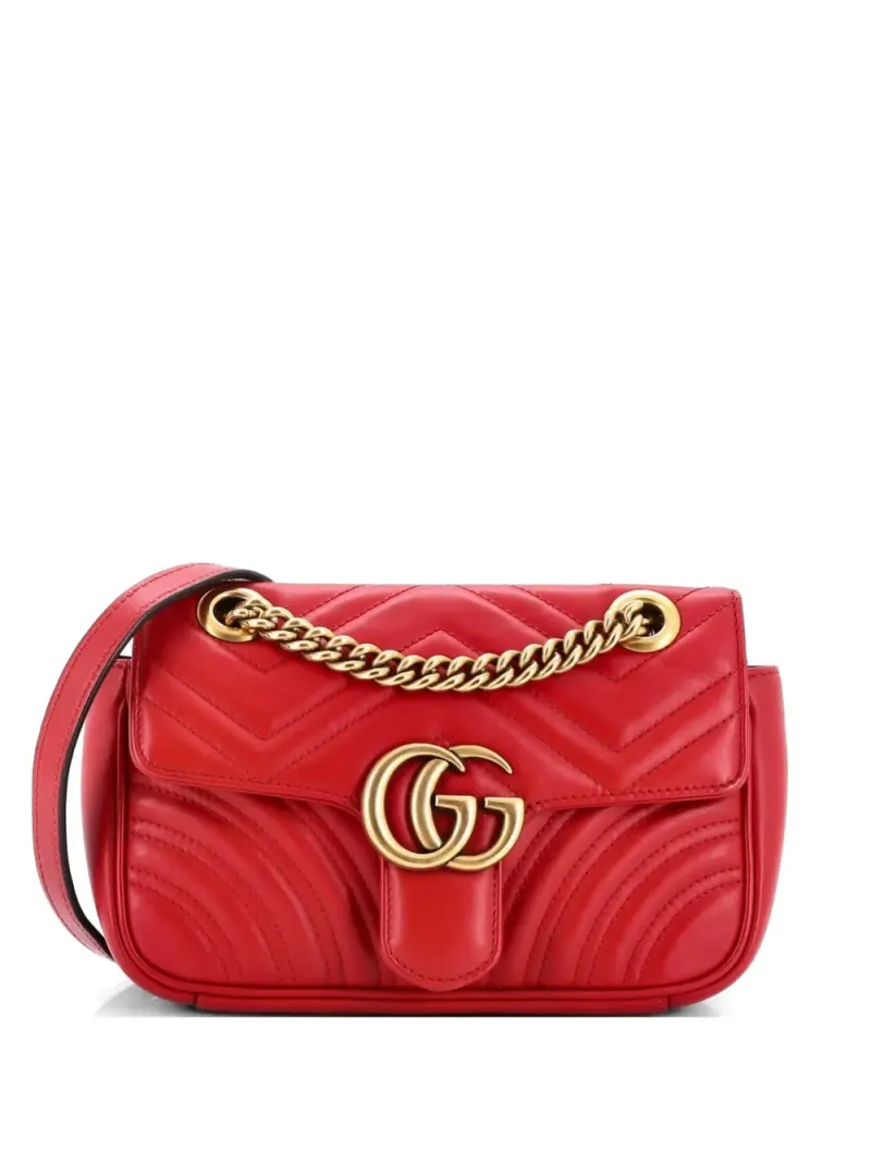 Gucci Mini GG Marmont Umhängetasche mit Klappe Mini in Rot