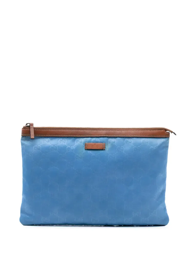 Gucci 2000-2015 GG Clutch aus Nylon mit Reißverschluss in Blau