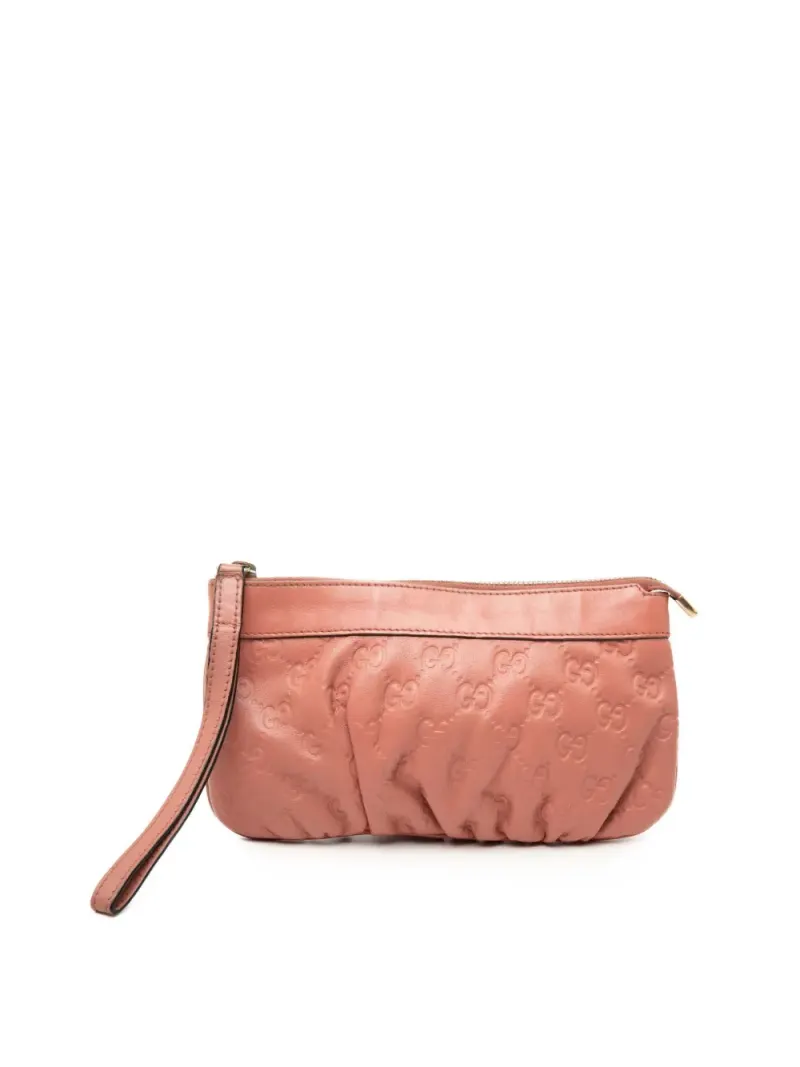 Gucci 2000-2015 Guccissima Clutch mit Handgelenksschlaufe in Rosa Guccissima-Leder