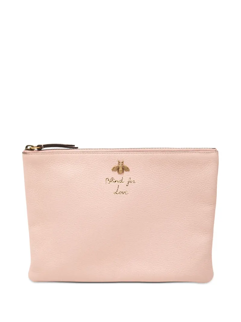 Gucci 2000-2015 Leather Blind for Love Clutch in Rosa