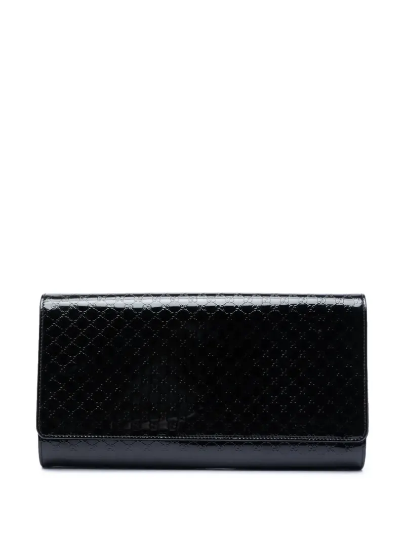 Gucci 2016-2025 Microguccissima Patent Broadway Clutch in Schwarz Guccissima-Leder
