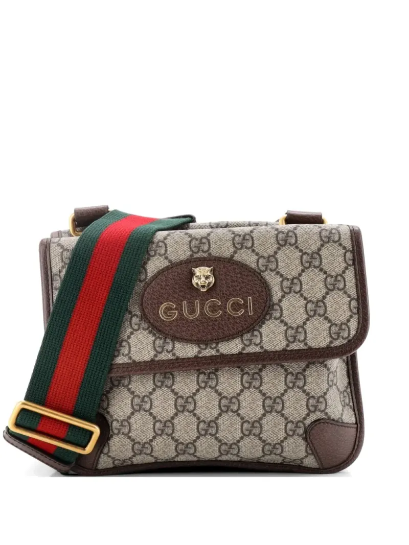 Gucci Kleine Neo Vintage Flap Umhängetasche aus beschichtetem GG-Canvas in Braun Gg-Canvas-Leder