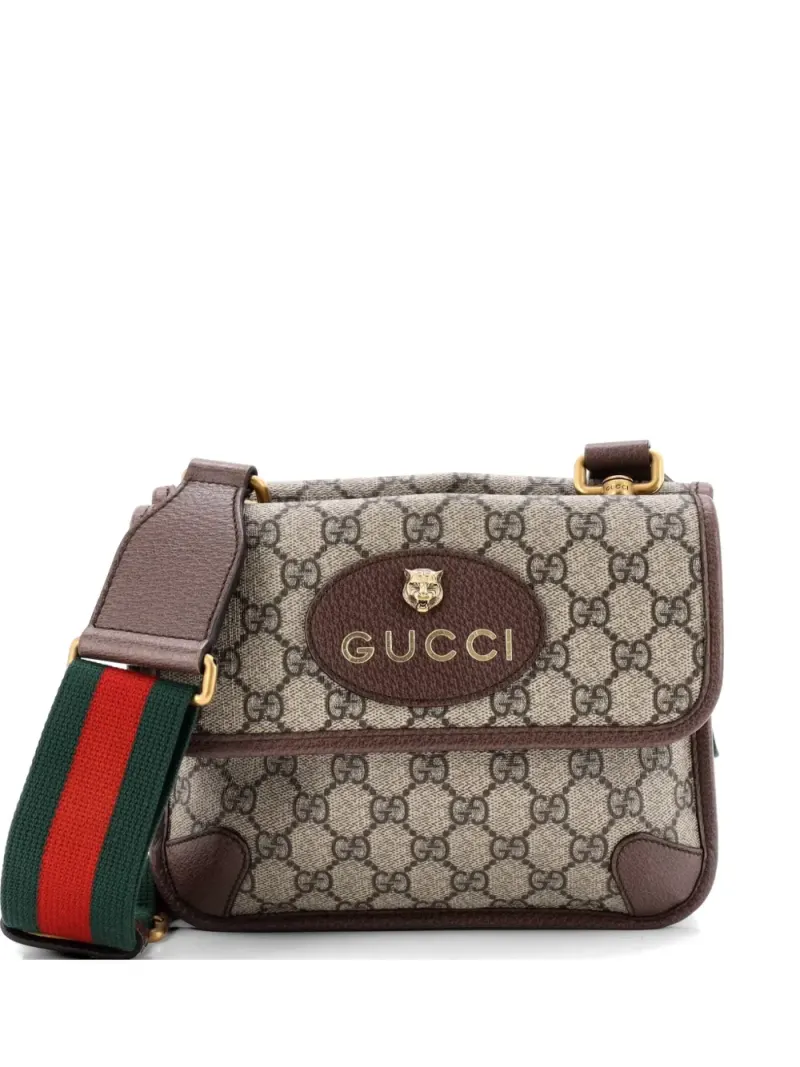 Gucci Kleine Neo Vintage Flap Umhängetasche aus beschichtetem GG-Canvas in Braun Gg-Canvas-Leder