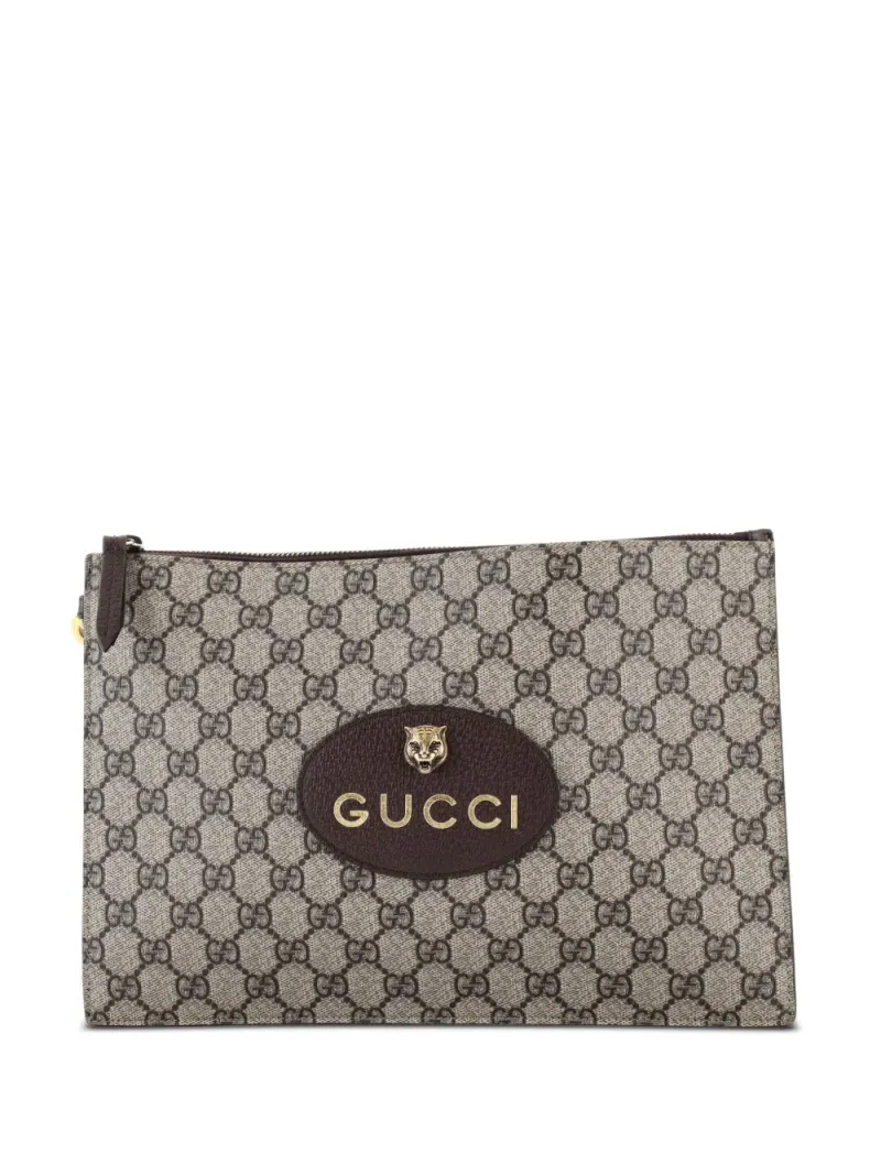 Gucci Neo Vintage Wristlet Pouch GG Coated Canvas clutch bag in Braun – Pre-owned Taschen