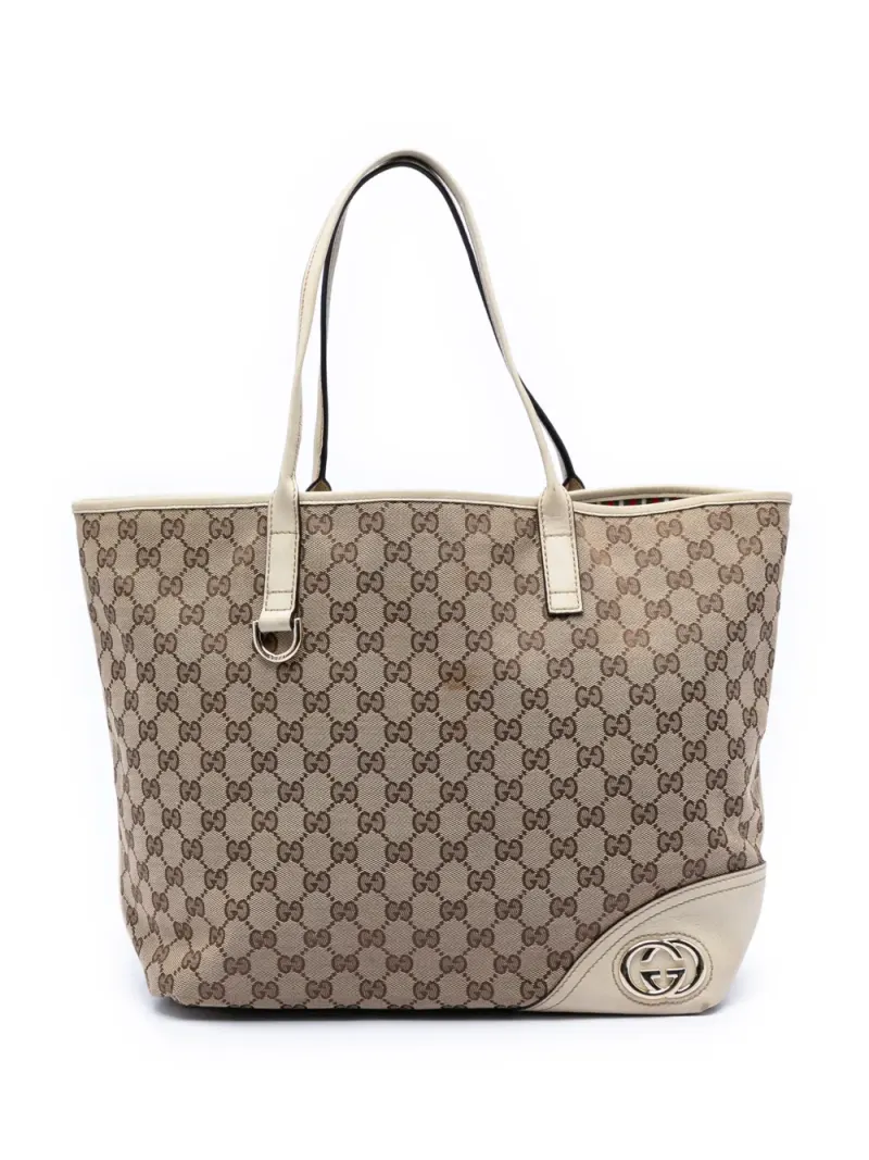 Gucci New Britt in Weiß Gg-Canvas-Leder – Pre-owned Taschen