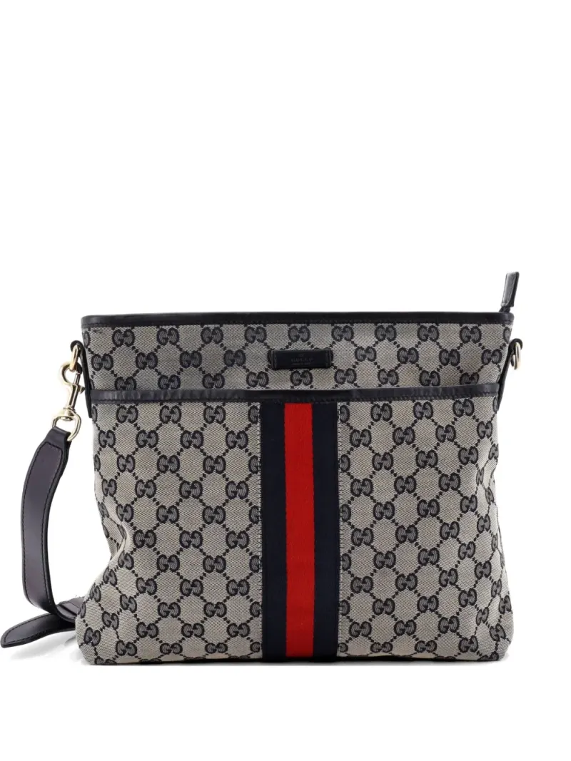 Gucci Pocket Web Messenger in Blau Gg-Canvas-Leder – Pre-owned Taschen