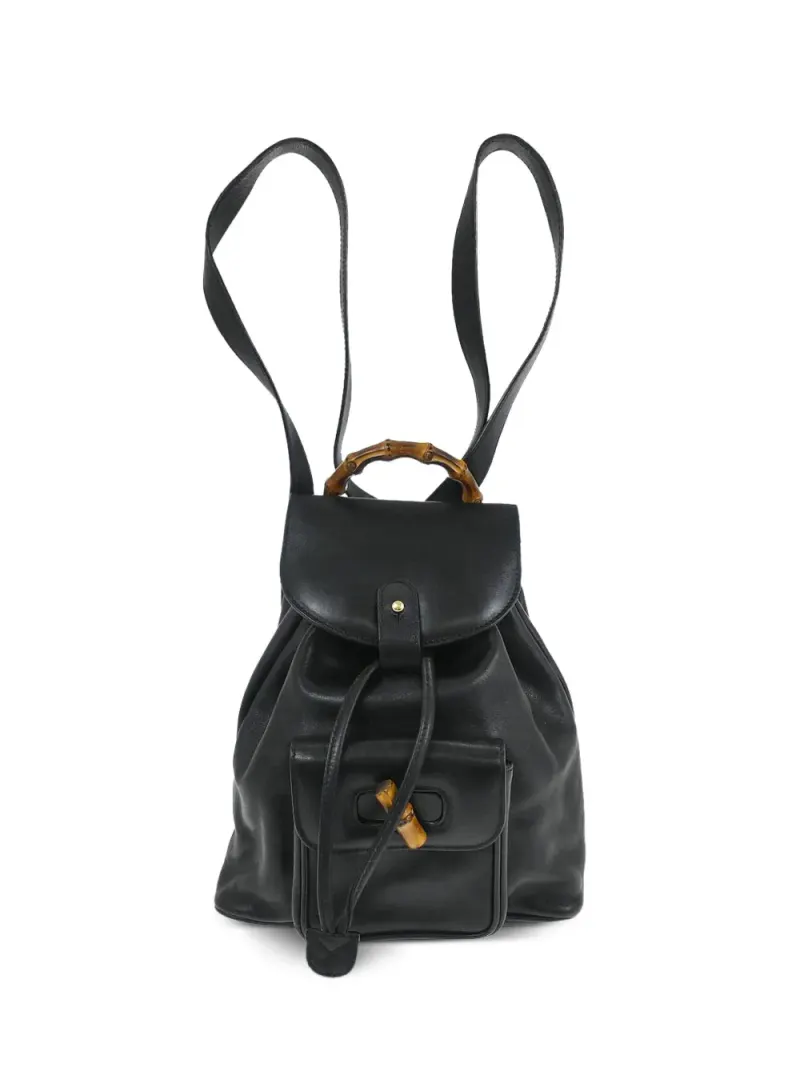 Gucci 1990-2000 Rucksack mit Bambus-Henkel in Schwarz