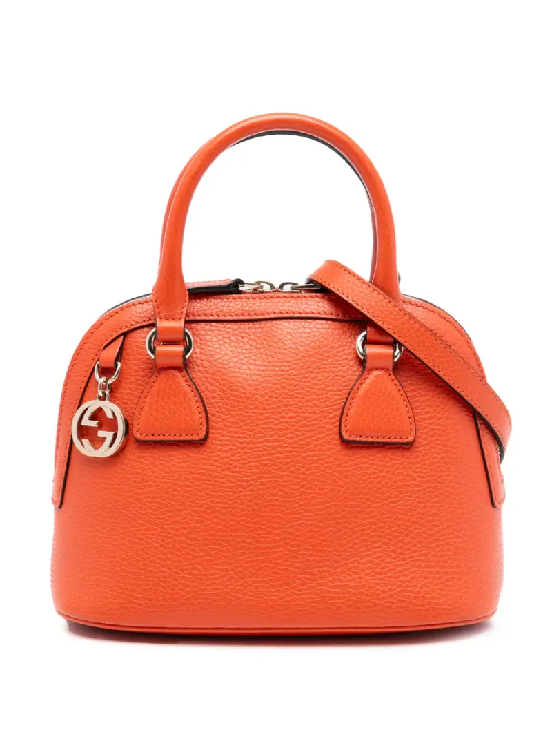Gucci 2016-2025 mini Satchel-Tasche aus Leder mit GG-Anhänger in Orange