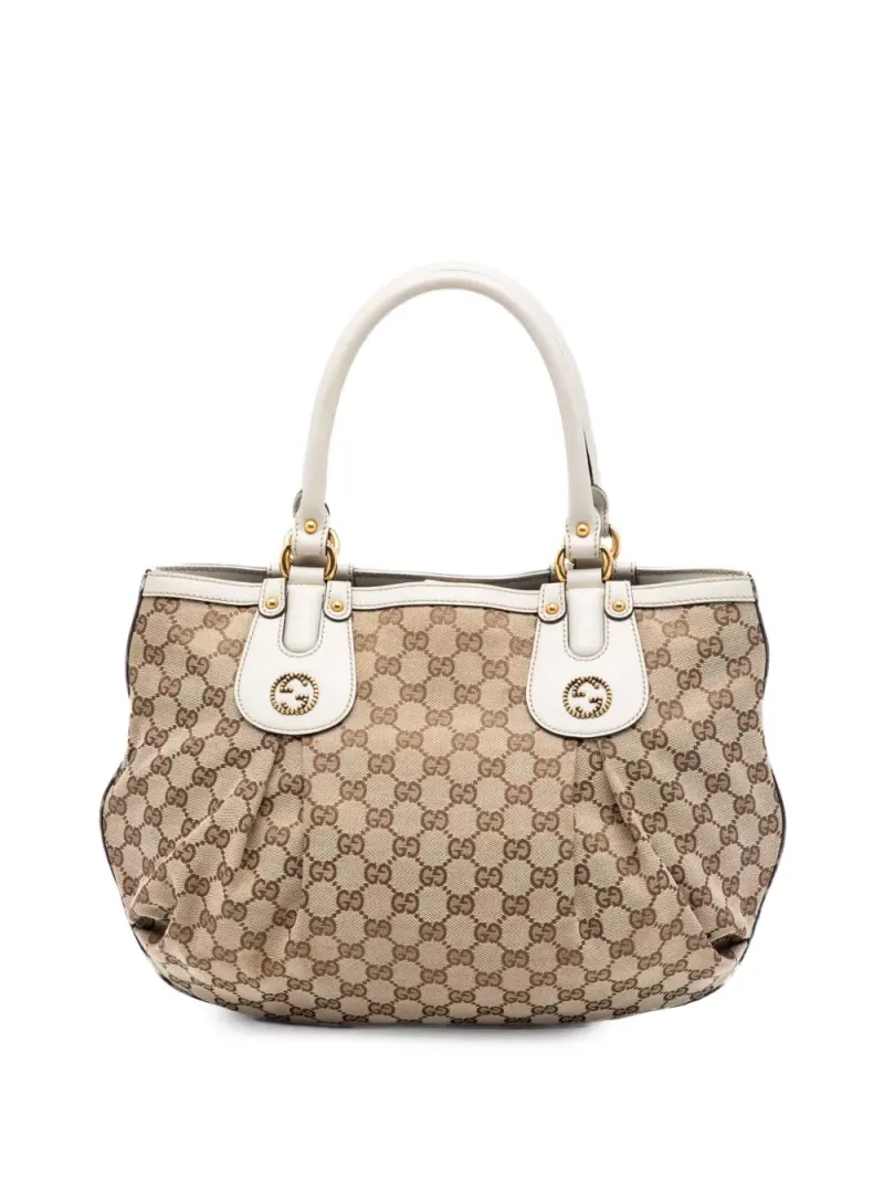 Gucci Scarlett in Weiß Gg-Canvas-Leder – Pre-owned Taschen
