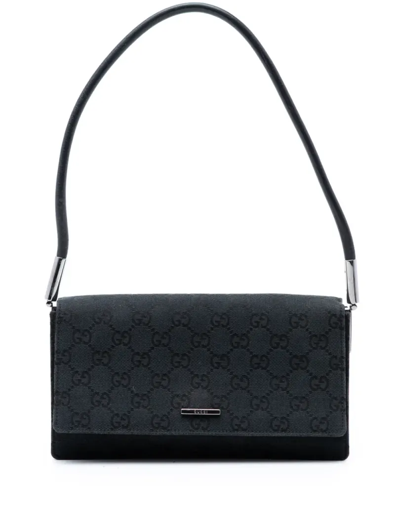 Gucci Schultertasche in Schwarz Gg-Canvas-Leder – Pre-owned Taschen