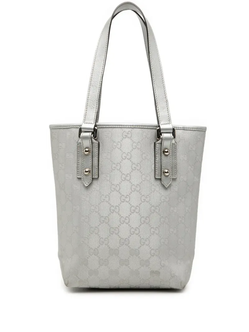 Gucci 2000-2015 Shopper aus GG-Canvas in Silber Gg-Canvas-Leder