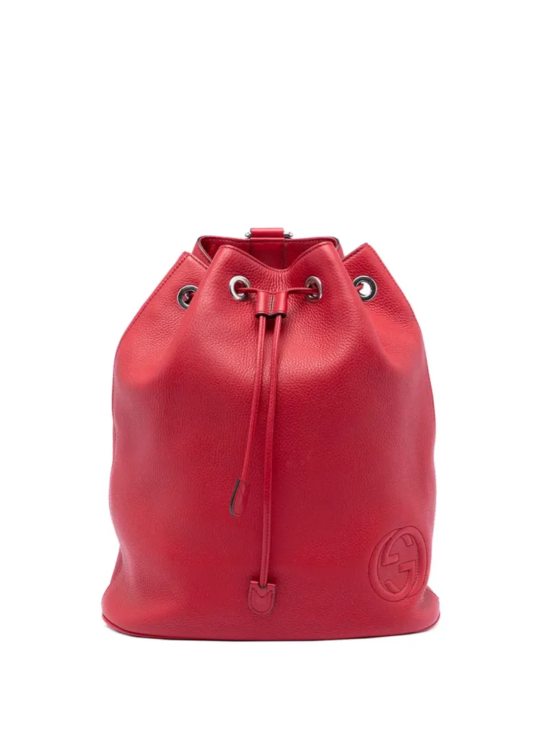 Gucci 2016-2026 kleiner Soho Rucksack aus gekörntem Kalbsleder mit Kordelzug in Rot Kalbsleder-Leder