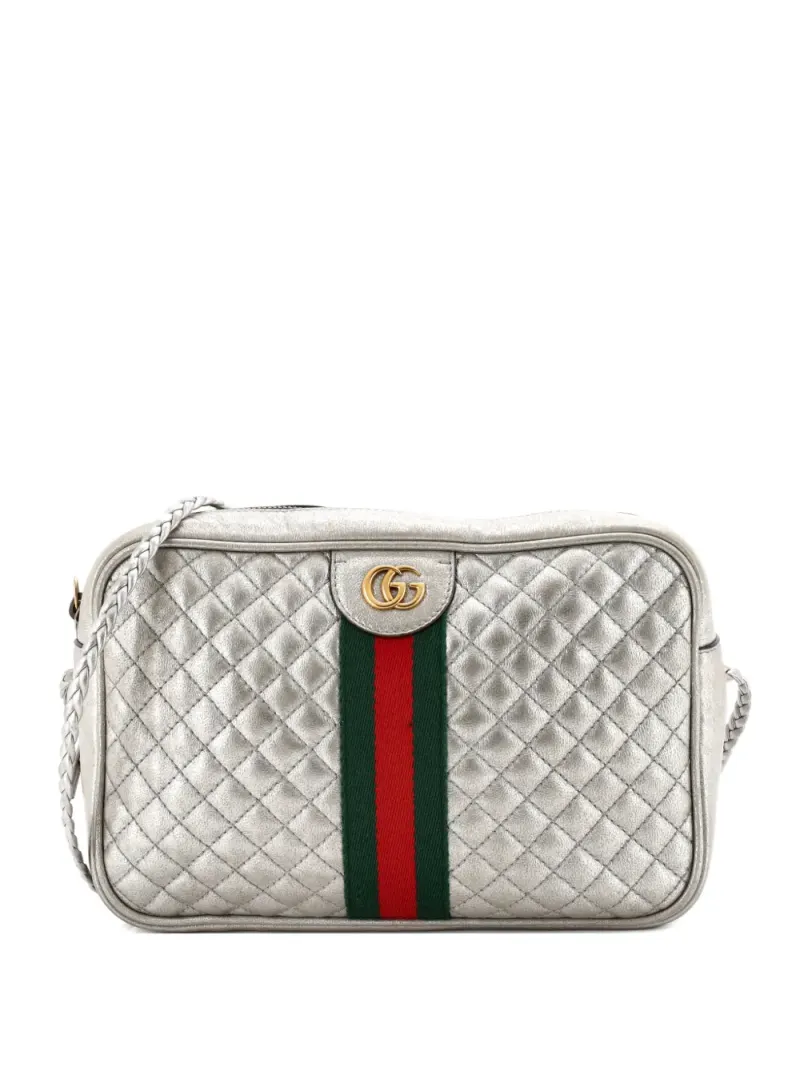 Gucci Kleine Trapuntata Umhängetasche aus gestepptem Leder in Silber