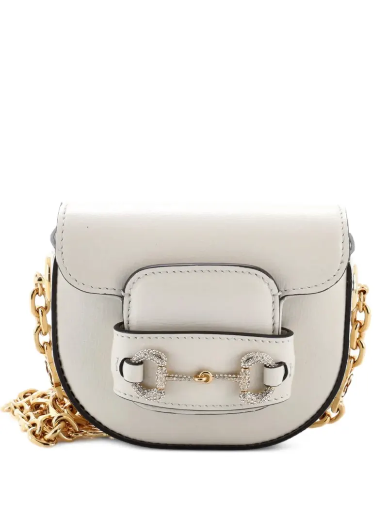 Gucci Wandelbare Horsebit 1955 Chain Gürteltasche mit Kristalldetail in Nude