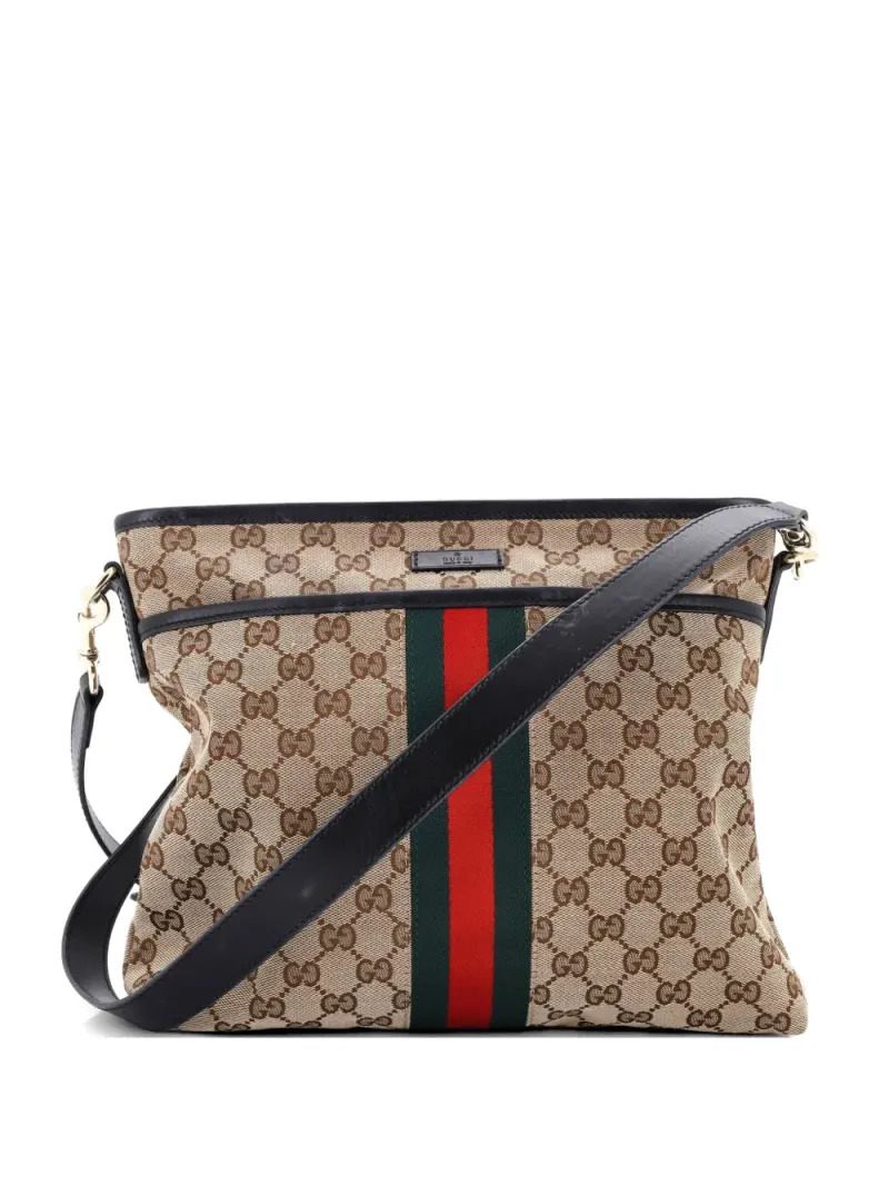 Gucci Web Kuriertasche in Braun Gg-Canvas-Leder – Pre-owned Taschen
