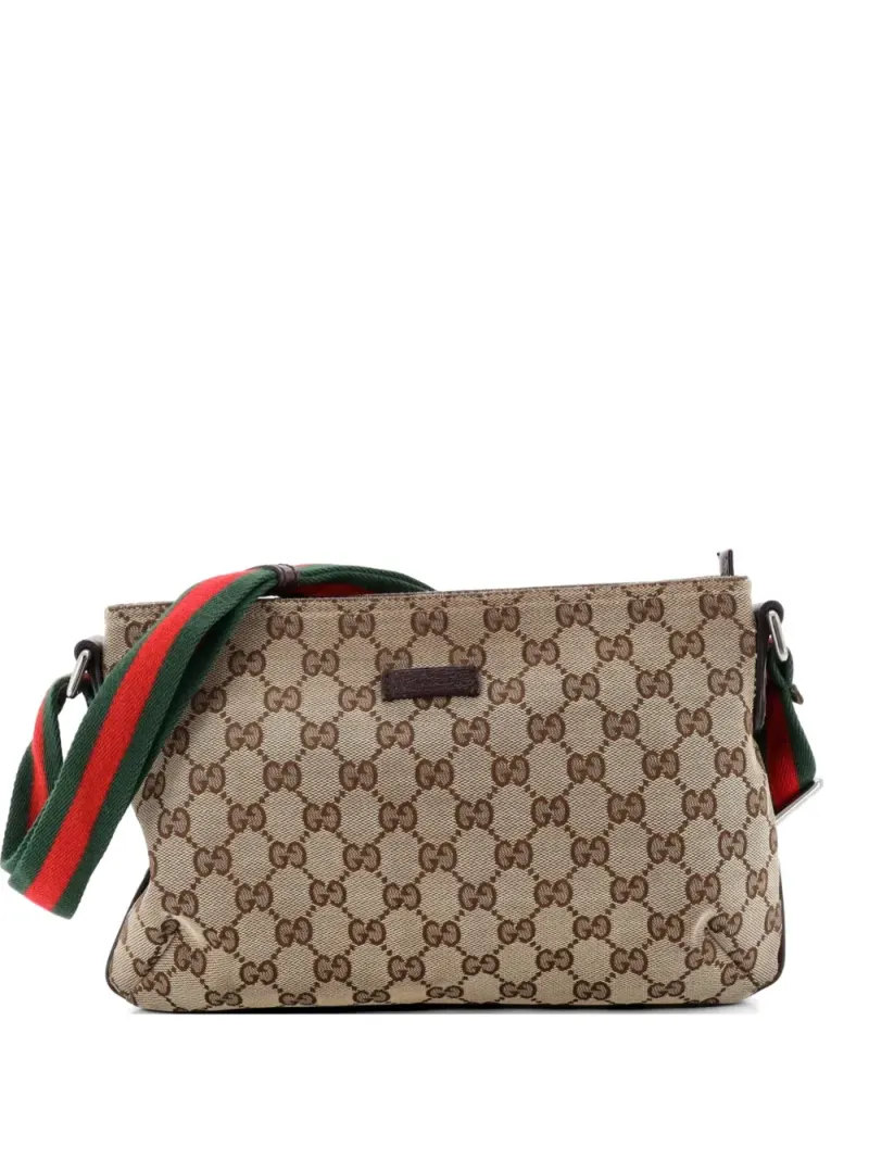Gucci Web Strap Kuriertasche in Braun Gg-Canvas-Leder – Pre-owned Taschen