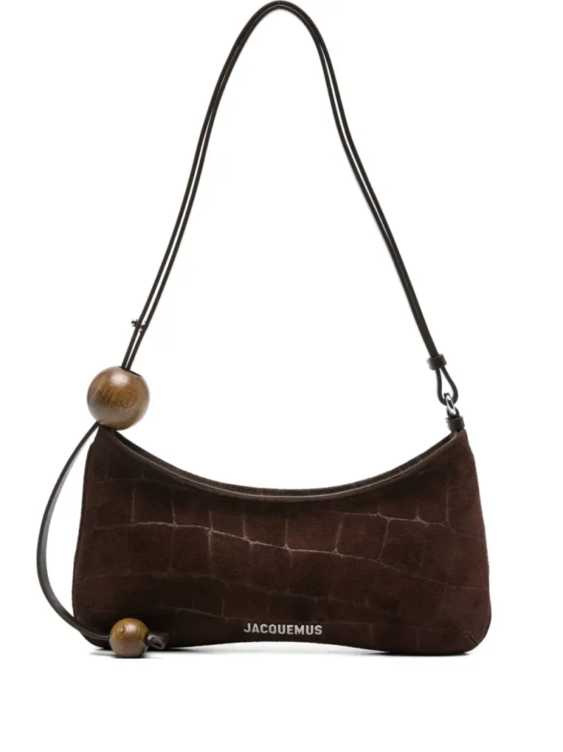 Jacquemus Le Bisou Schultertasche mit Kroko-Effekt in Braun