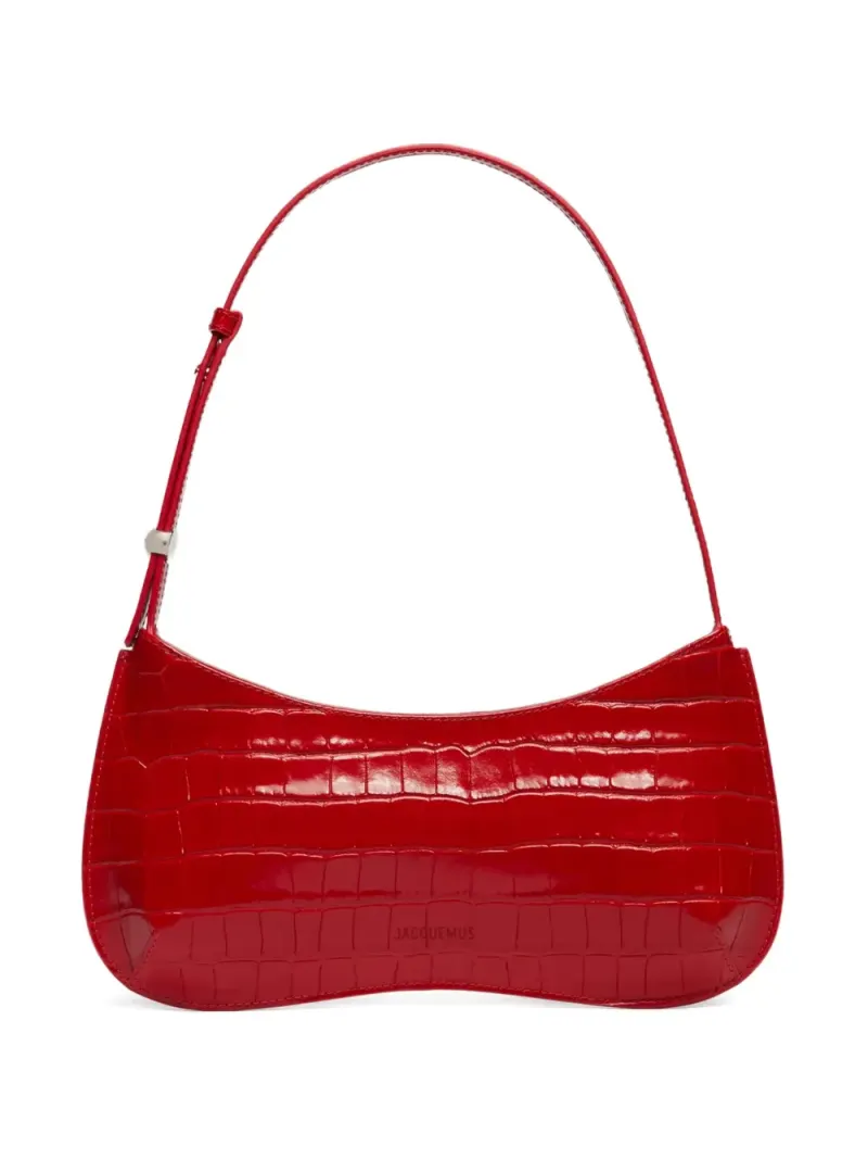 Jacquemus Le Bisou Schultertasche mit Kroko-Optik in Rot
