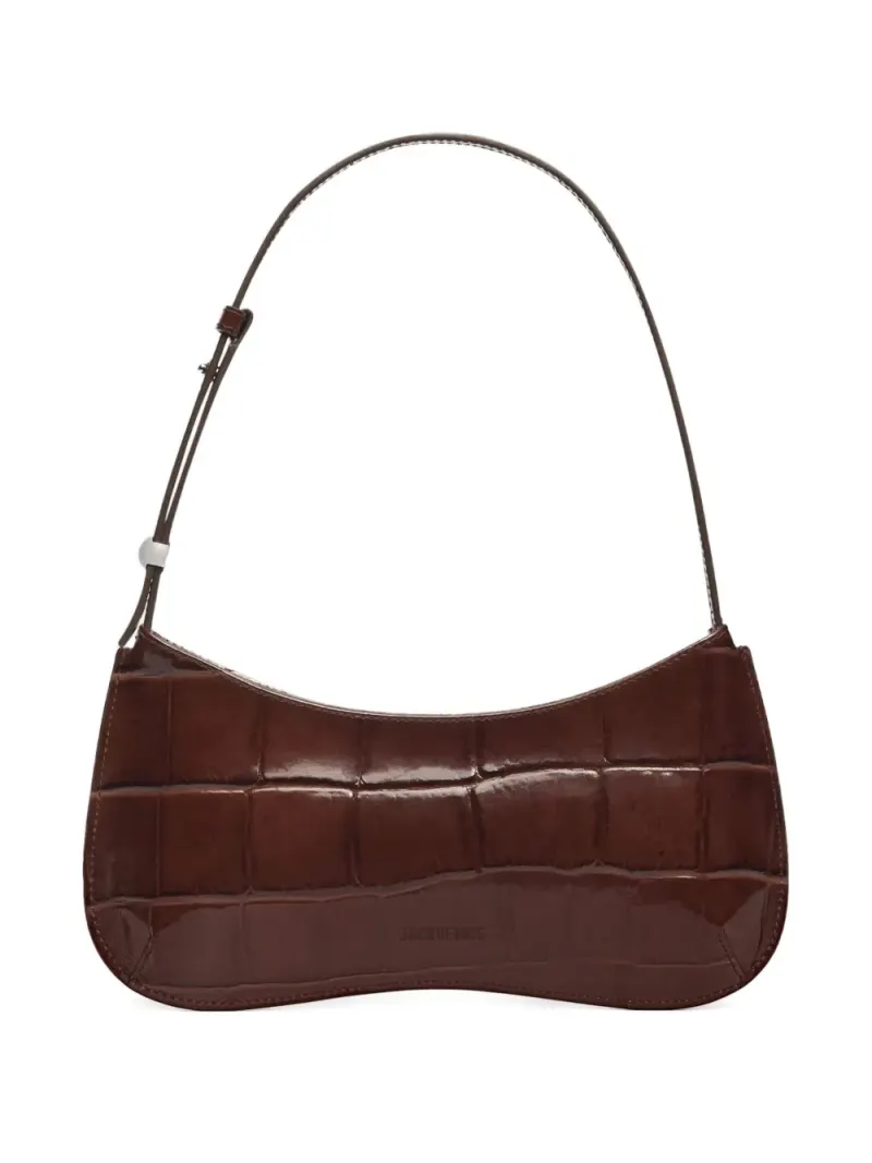 Jacquemus Le Bisou Schultertasche mit Kroko-Effekt in Braun