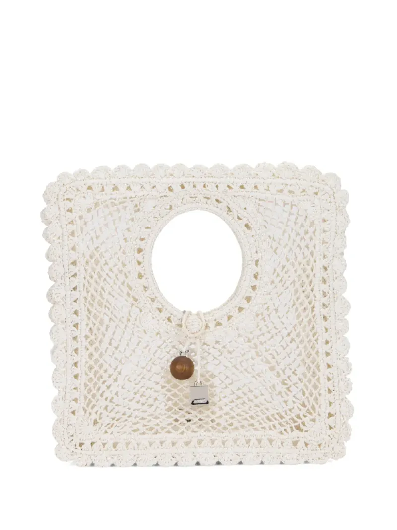 Jacquemus Le Carré crochet-knit beach bag in Nude
