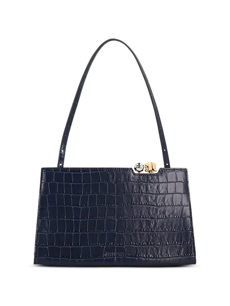 Jacquemus Le Salon croc-effect shoulder bag in Blau