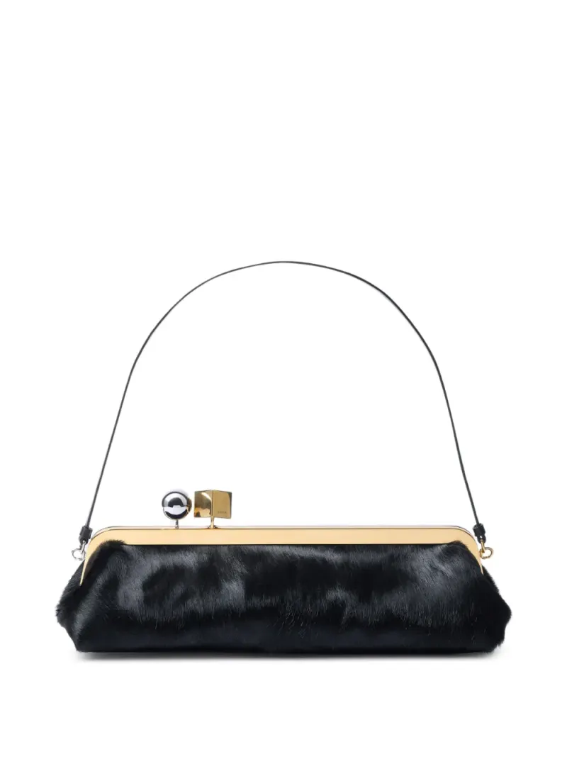 Jacquemus Salon Clutch mit Henkel in Schwarz