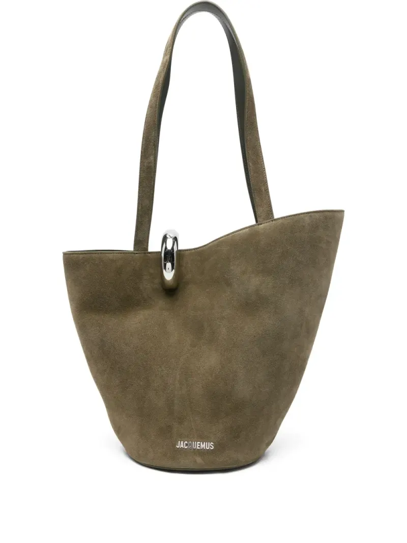 Jacquemus The Bamba Tote Bag aus Wildleder in Grün Wildleder-Leder