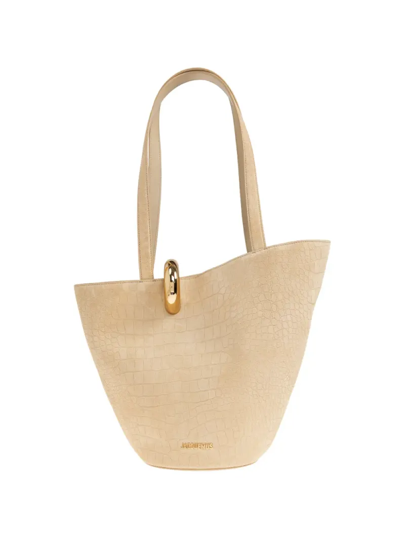 Jacquemus The Medium Bambola Schultertasche mit Kroko-Effekt Medium in Nude
