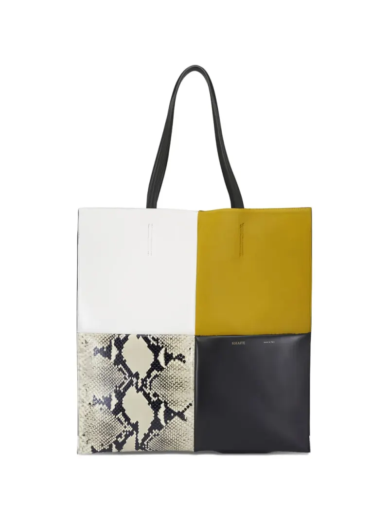 Khaite Piper Fern Tote Bag in Colour-Block-Optik in Weiß