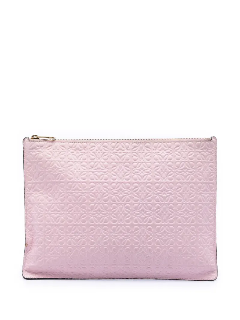 Loewe 2015 Anagramm-Beutel aus Kalbsleder mit Prägung in Rosa Kalbsleder-Leder
