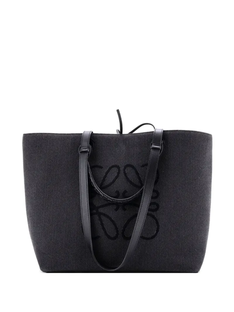Loewe Eckige mittelgroße Canvas-Tote Bag mit Anagramm in Schwarz