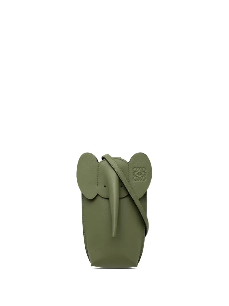Loewe 2021 Elephant Pocket Umhängetasche aus Leder in Grün