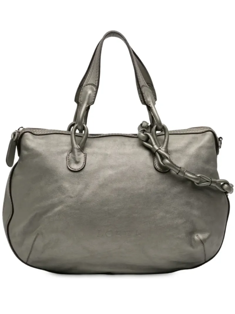 Loewe 2008 Fiesta Satchel-Tasche aus Metallic-Leder in Grün