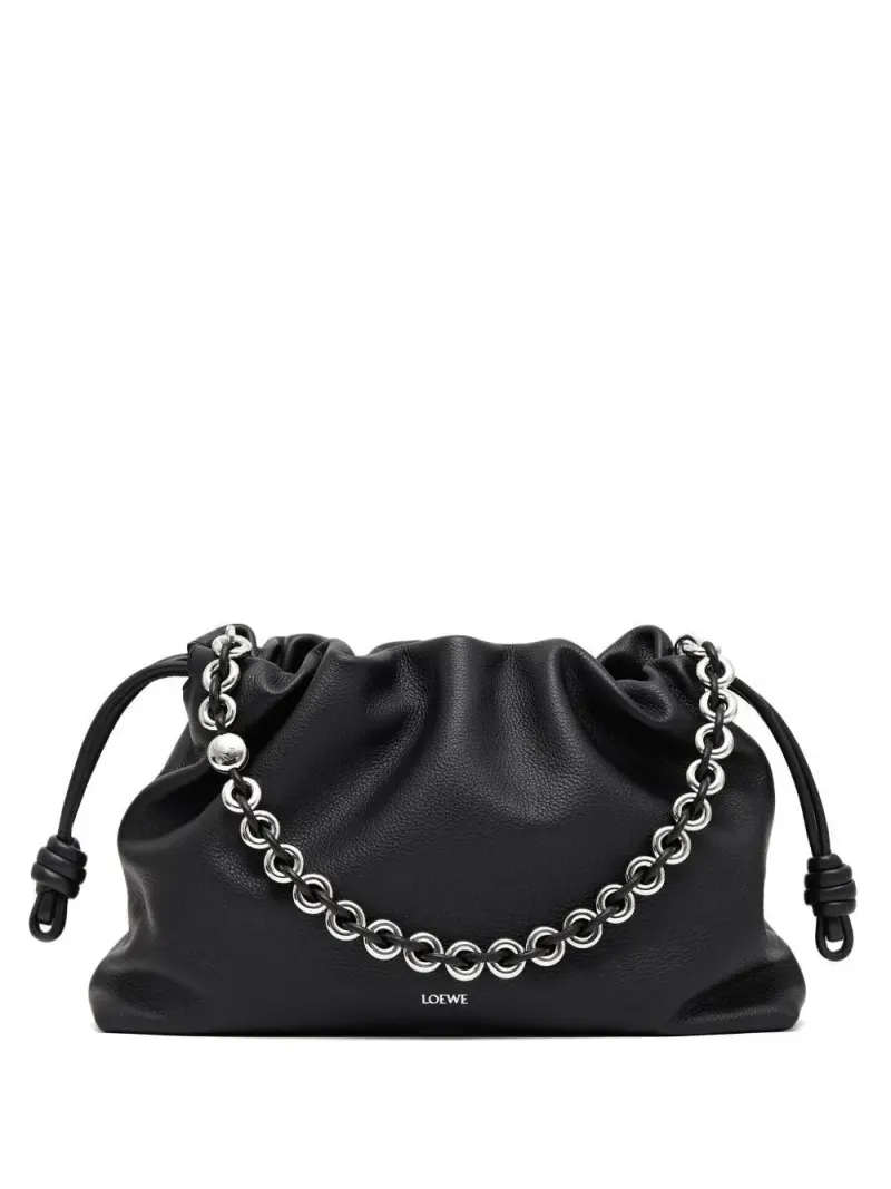 Loewe Große Flamenco Beuteltasche mit Kettenriemen in Schwarz