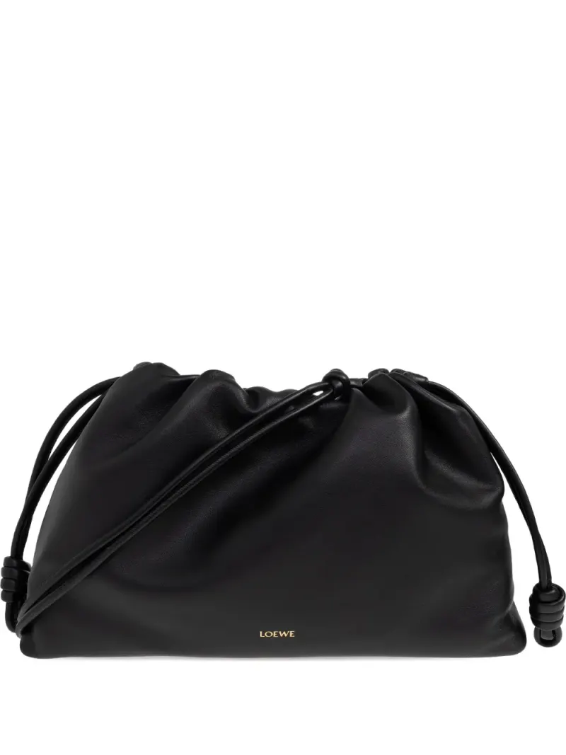 Loewe Große Flamenco Schultertasche mit Kordelzug in Schwarz