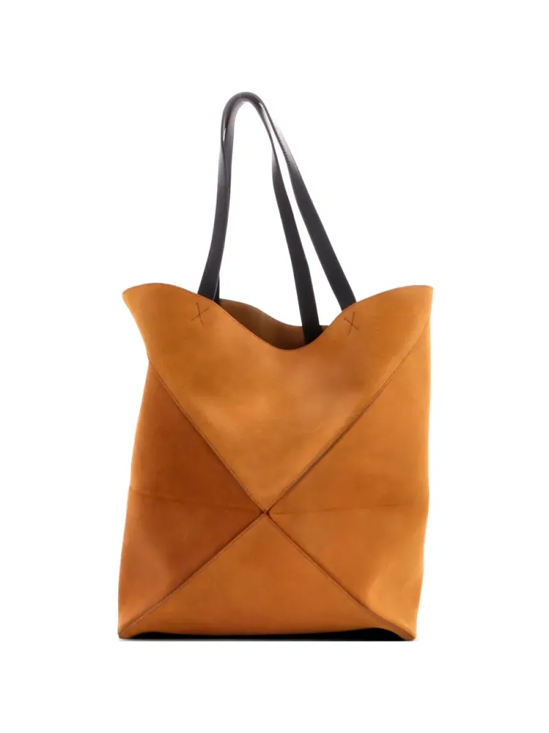 Loewe Großers Puzzle Wildleder-Tote Bag in Braun Wildleder-Leder