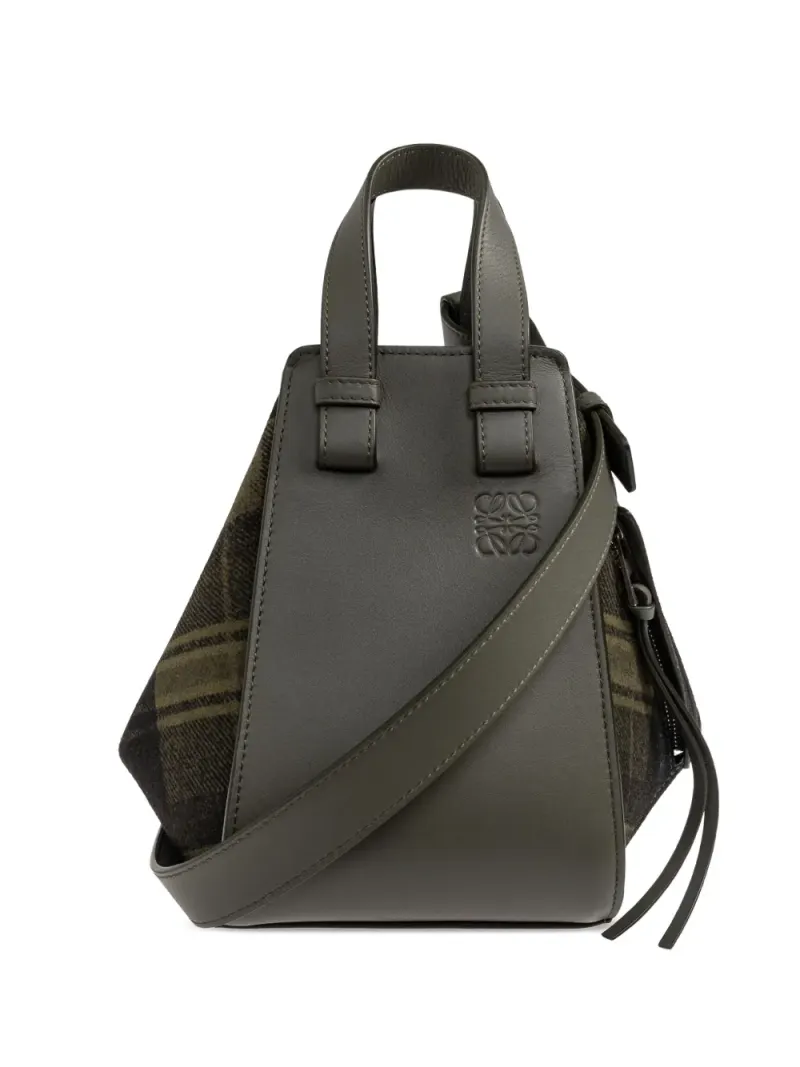 Loewe Hammock Tote Bag mit Schottenkaro in Grün