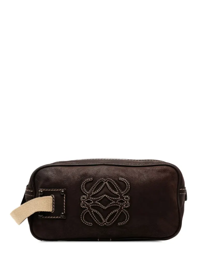Loewe 2007 Nubuck Anagram Clutch in Braun