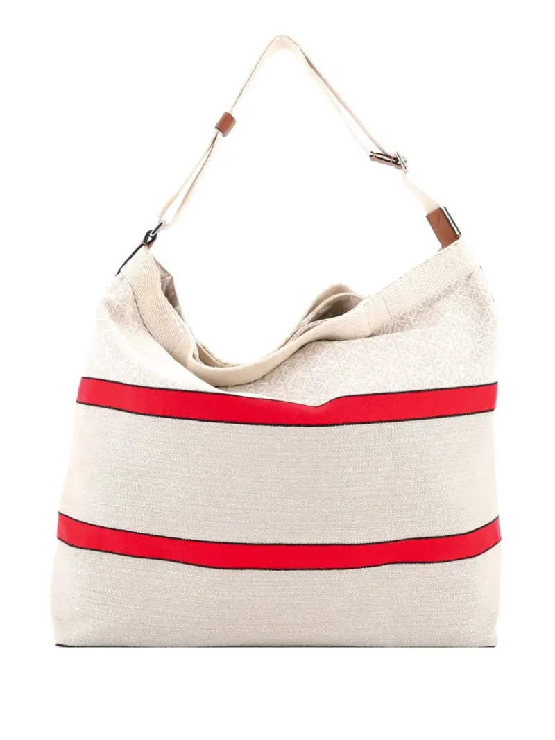 Loewe Open Crossbody Anagram Jacquard and Canvas tote bag in Nude