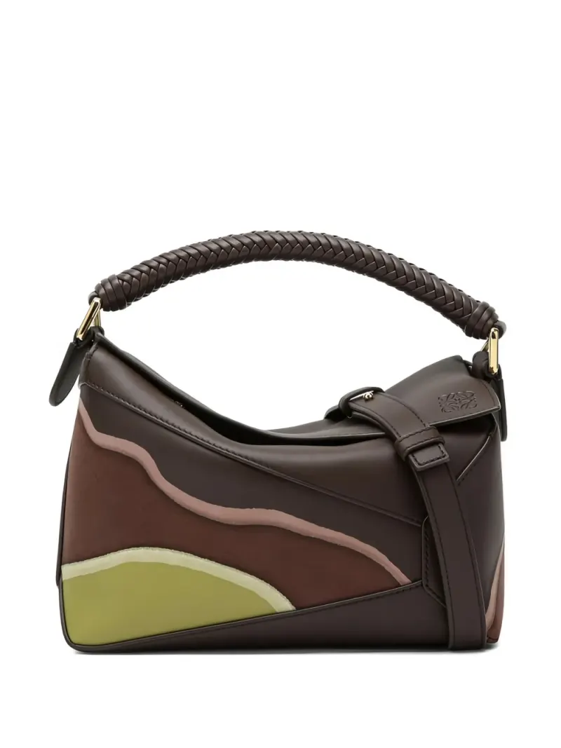Loewe Puzzle Tote Bag mit Flechthenkel in Braun