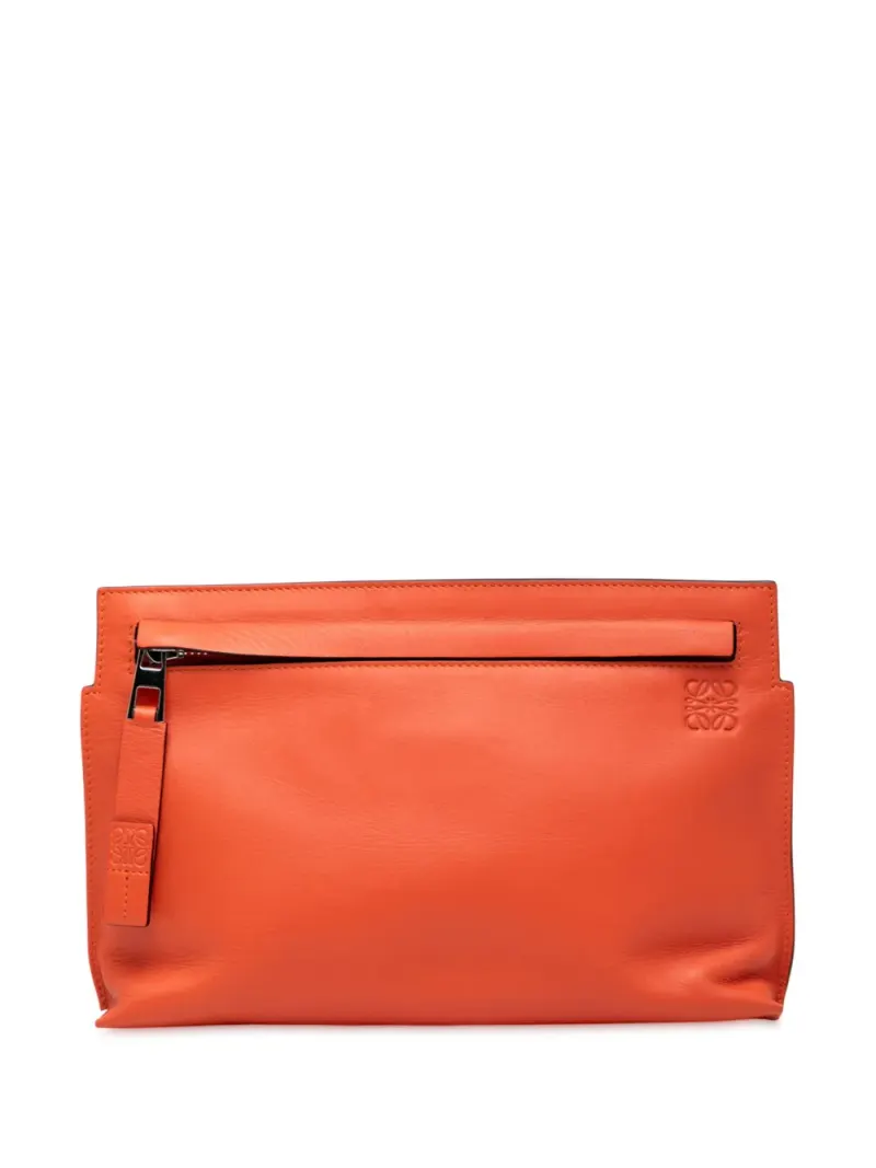 Loewe 2014 Mini T Pouch Clutch aus Leder Mini in Orange